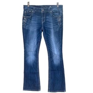 Miss Me Jeans Size 31 JE88488L Signature Bootcut With Small Hole in Front